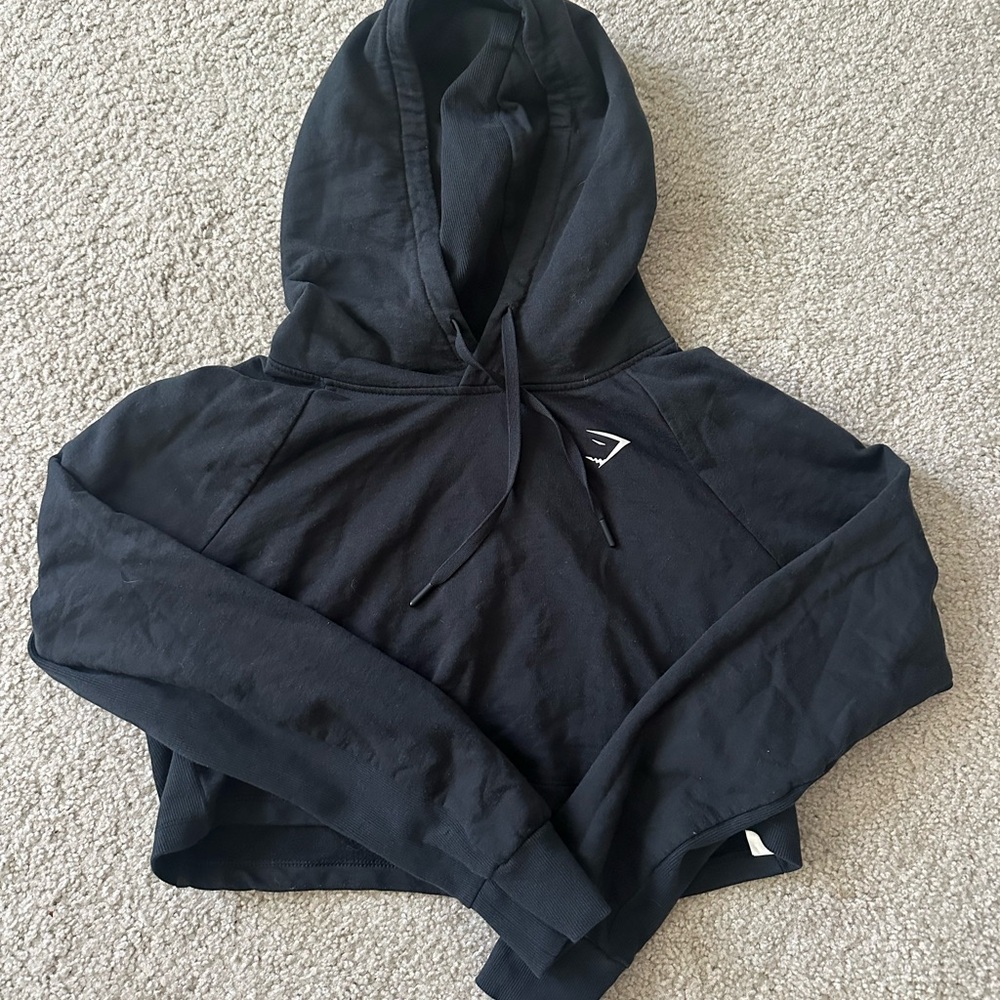 Black Cropped gym shark hoodie